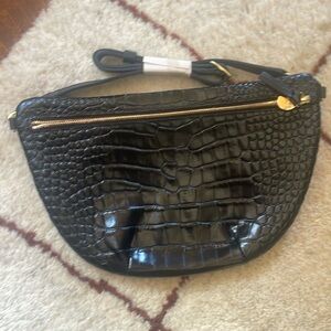 Clare V. Grande Fanny - Black Croc Embossed Leather